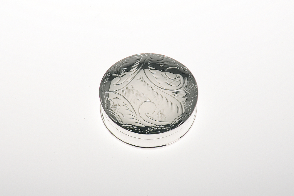 Pillbox rund / engraved - Sterling silver