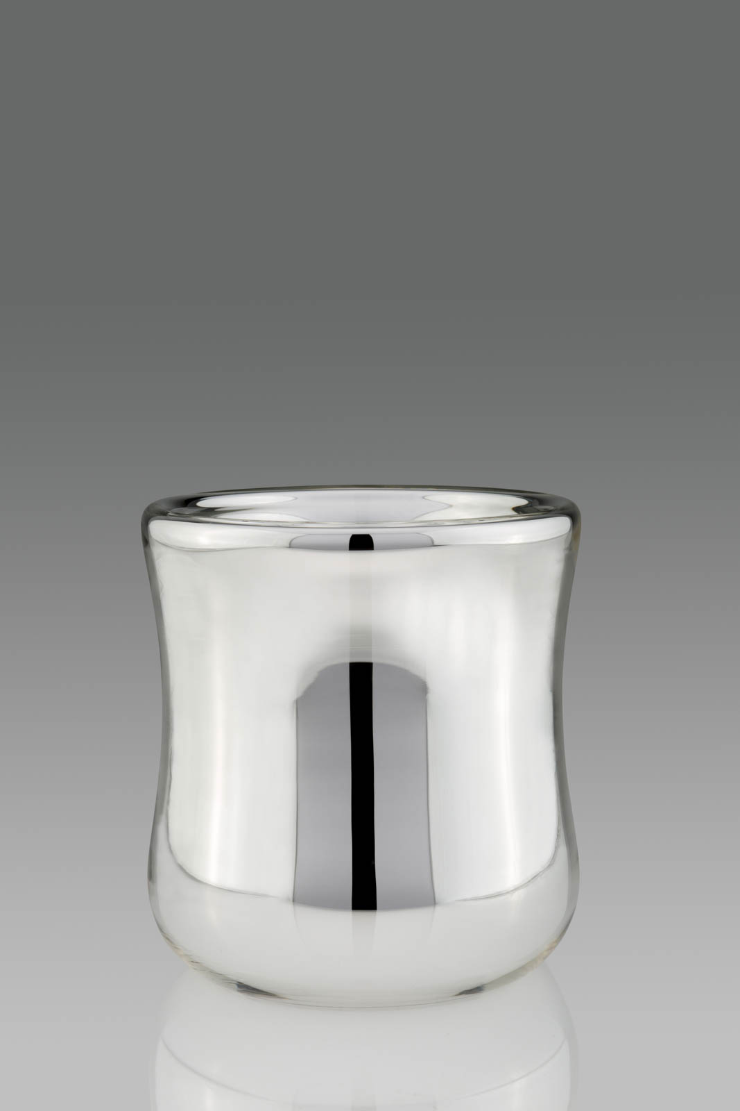 Silvered Glass Vase / Cachepot / Ice Bucket - Glass / Silver
